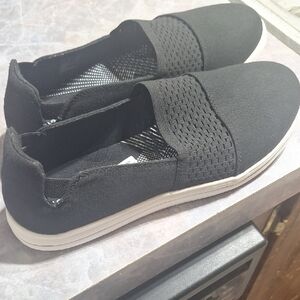Clarks Black Knit Slip-On Sneakers with White Sole Branding